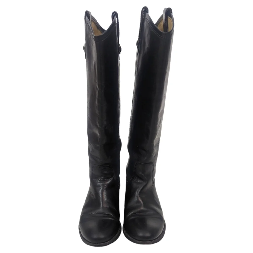 Frye Melissa Button Tall Leather Riding Boots Equestrian Boot Womens 7.5 Black - Picture 4 of 15